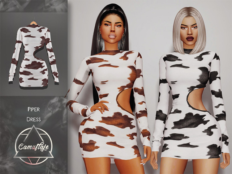 Tight-fitted Cow Dress CC / The Sims 4