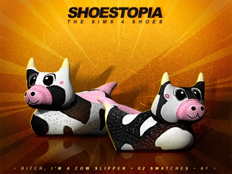 Cowprint Slippers / Sims 4 CC