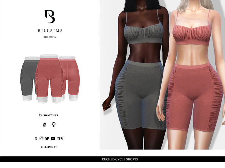Ruched Cycle Shorts / Sims 4 CC