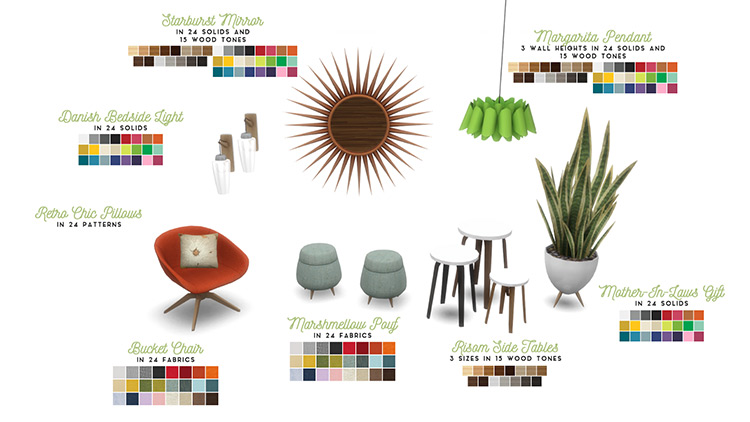 Mid-Century Modern Eclectic Set / Sims 4 CC