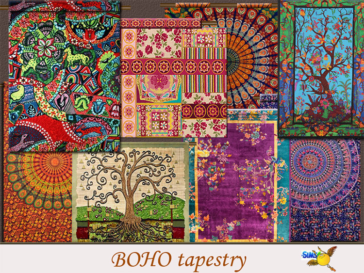 Boho Tapestry Set / Sims 4 CC