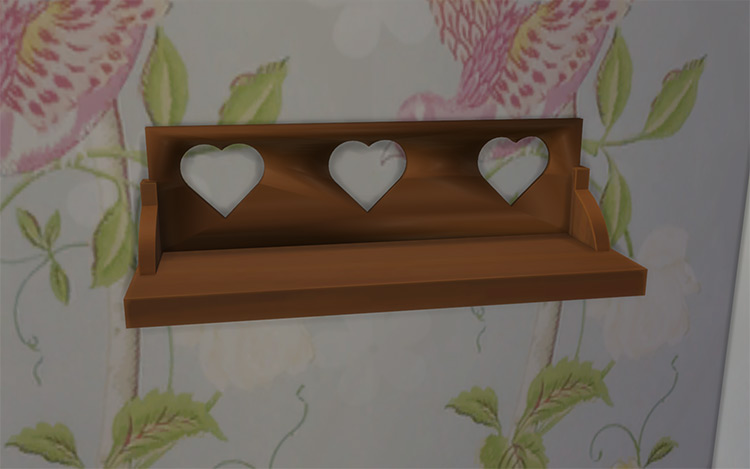 Shabby Chic Wooden Heart Shelf / Sims 4 CC