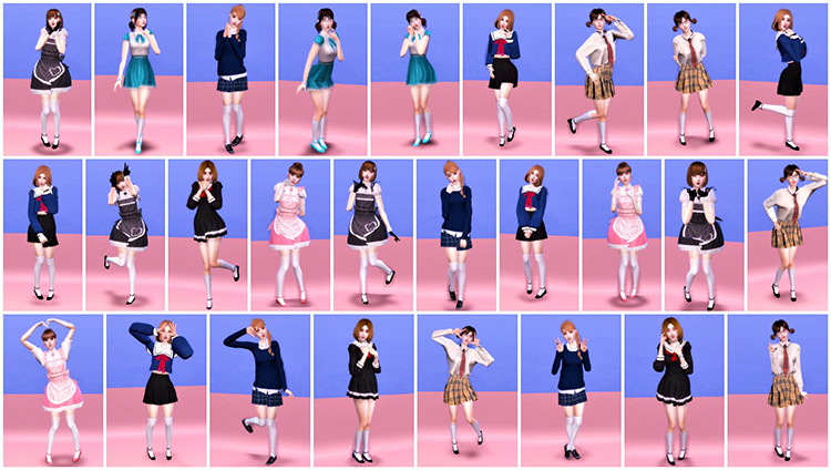 Kawaii Pose Pack Preview for The Sims 4