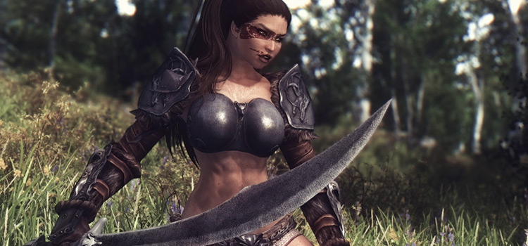 Sexy woman with a sword - Skyrim mod