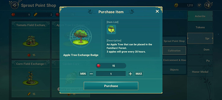 Apple Tree Exchange Badge (Item Description) / Ni no Kuni: Cross Worlds