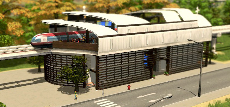 A Monorail Station in Cities: Skylines