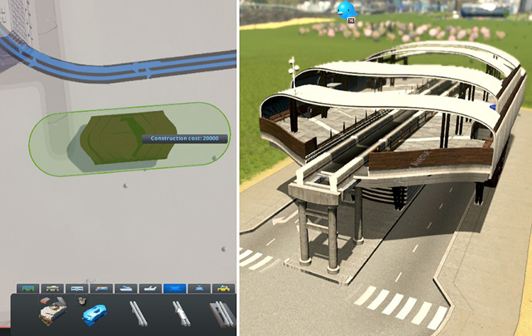 For the monorail with road, you simply need to connect either end of it to your road network / Cities: Skylines