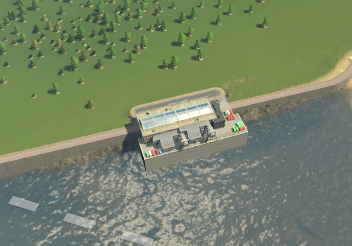 You can build the harbor on top of your built quay. / Cities: Skylines
