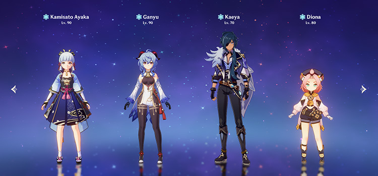 Other Cryo units: Ayaka, Ganyu, Kaeya and Diona / Genshin Impact