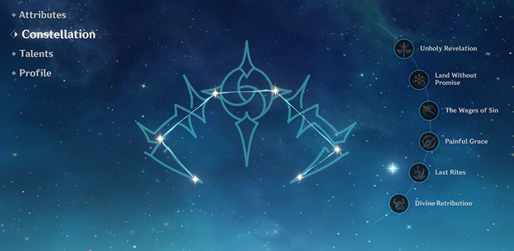 Rosaria’s constellation screen / Genshin Impact