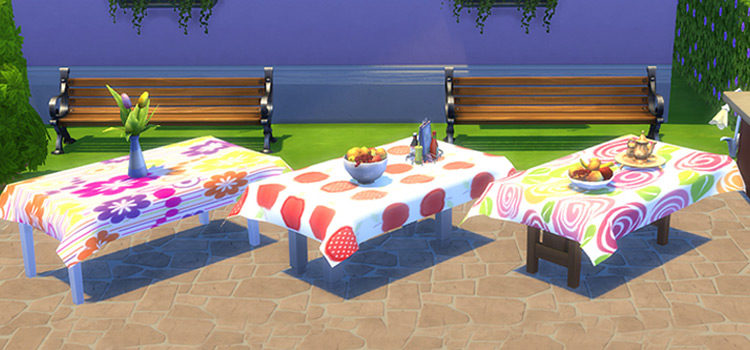 Custom rectangular tablecloth designs for Sims 4 (TS4 CC)