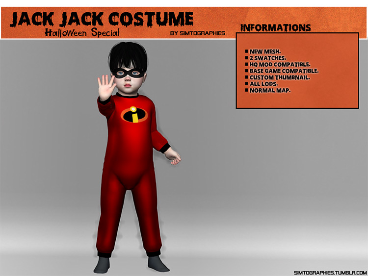 Jack Jack Costume: Halloween Special by simtographies / TS4 CC