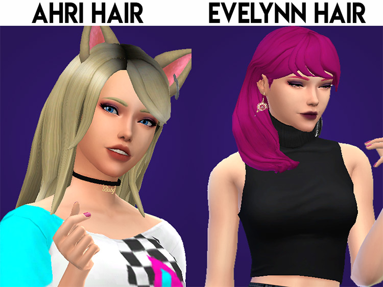 K/DA Hairs Set / Sims 4 CC