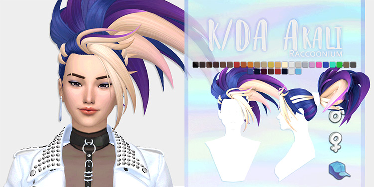 K/DA – All Out Akali Hair / Sims 4 CC