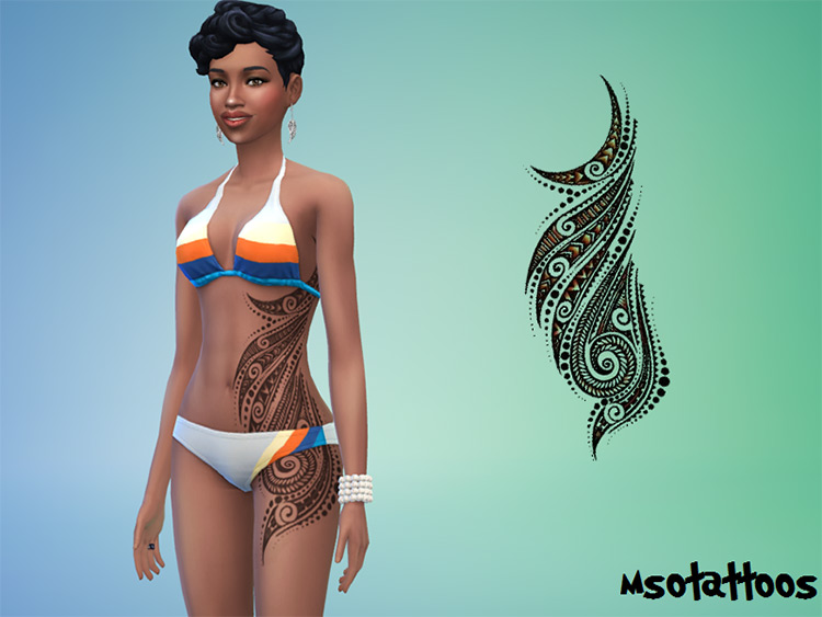 Maori Ribs/Hip Tattoo – Female by luvjake / Sims 4 CC