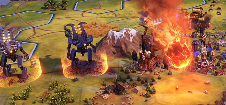 Giant Death Robots hit by asteroid in Civ 6