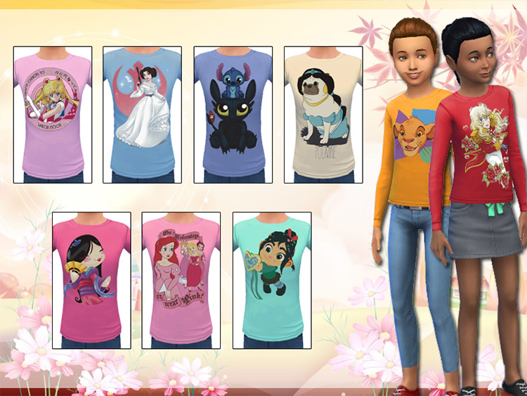 Disney Long Sleeve Tees by Lollaleeloo / Sims 4 CC