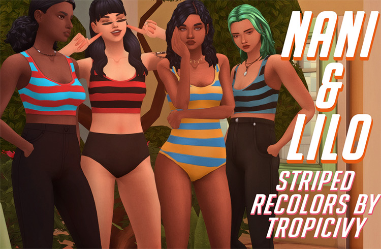 Nani & Lilo Striped Recolors by Tropicivy / TS4 CC