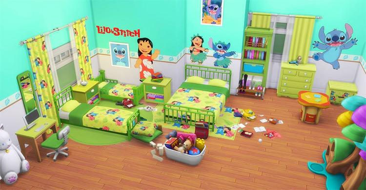 Lilo & Stitch Bedroom Set CC by midnitehearts / TS4 CC