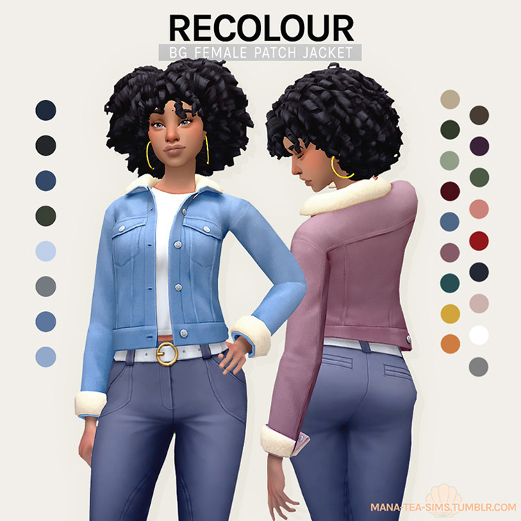 Patch Jeans Jacket by mana-tea-sims / TS4 CC