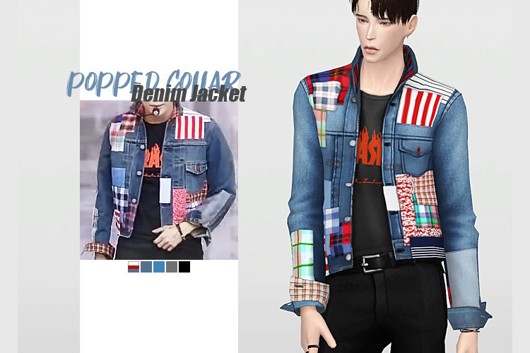 Popped Collar Denim Jacket by waekey / Sims 4 CC