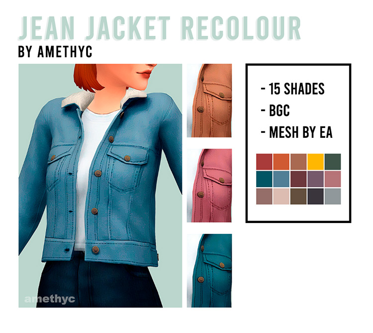 Maxis Match Jean Jacket Recolour by amethyc / Sims 4 CC