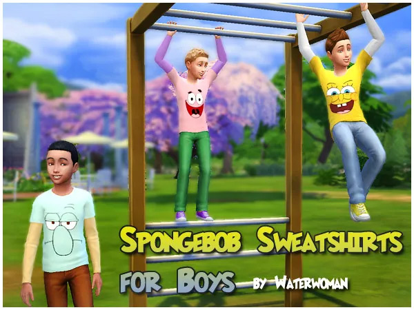 Spongebob Sweatshirts for Boys by Akisima / Sims 4 CC