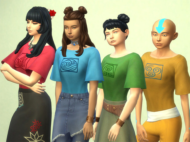 Avatar the Last Airbender Shirts for Females by Velouriah / Sims 4 CC