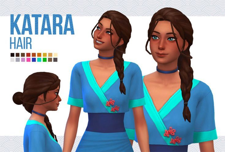 Katara & Yue Hair by jhoca / Sims 4 CC
