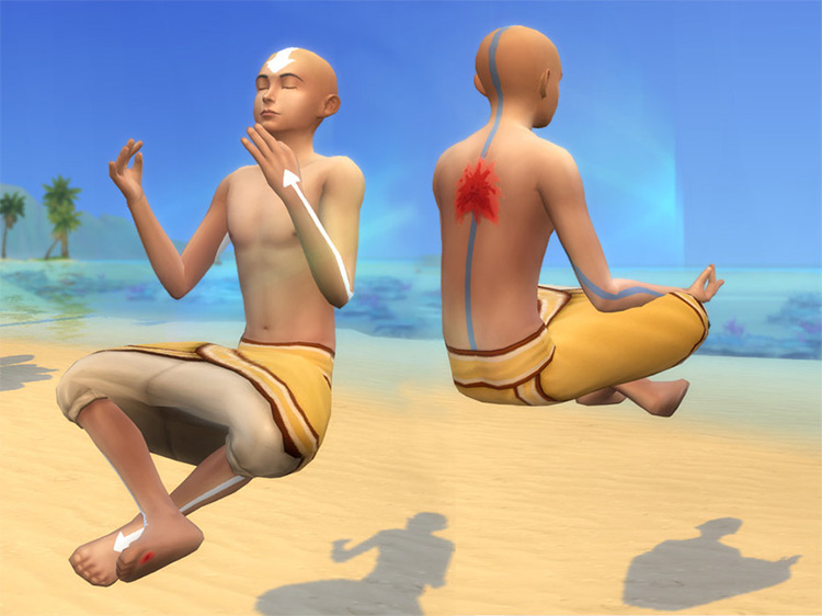 Avatar Aang’s Airbender Tattoos and Scars by Velouriah / Sims 4 CC