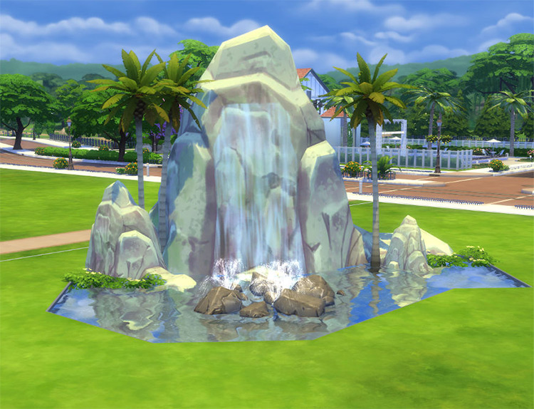 Pinnacle Rock & Waterfall by Snowhaze / Sims 4 CC