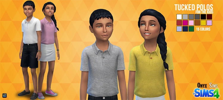 TS4 Unisex Tucked Polos for Kids by Onyx Sims / TS4 CC