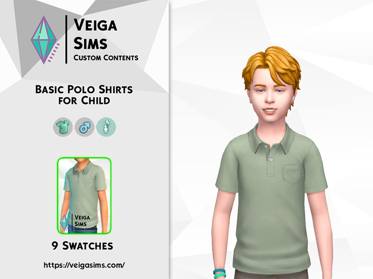 Basic Polo Shirts for Child by David_Mtv / Sims 4 CC
