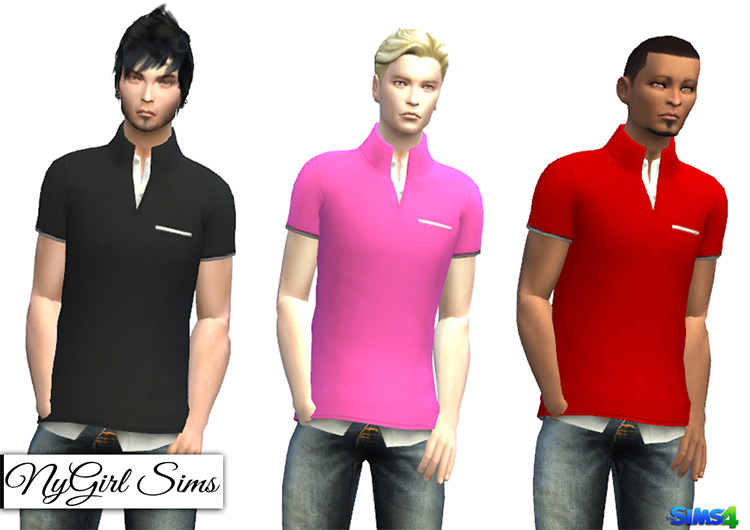 High Collar Polo with White Dress Shirt by NyGirlSims / TS4 CC