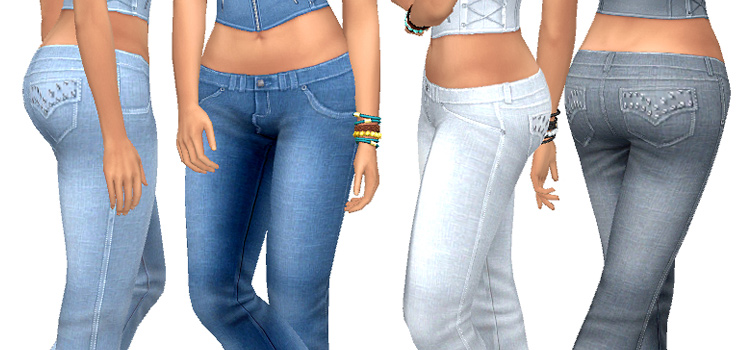 2000s-era low-rise jeans for girls (TS4 CC)