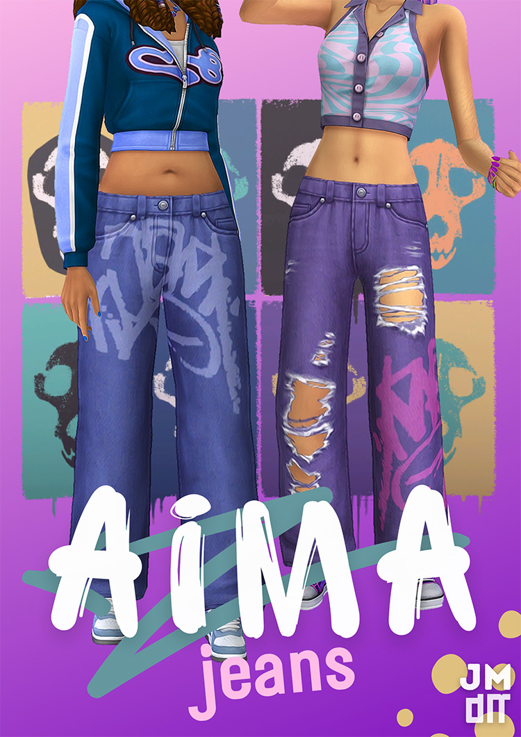 AIMA Jeans by jellymoo / Sims 4 CC