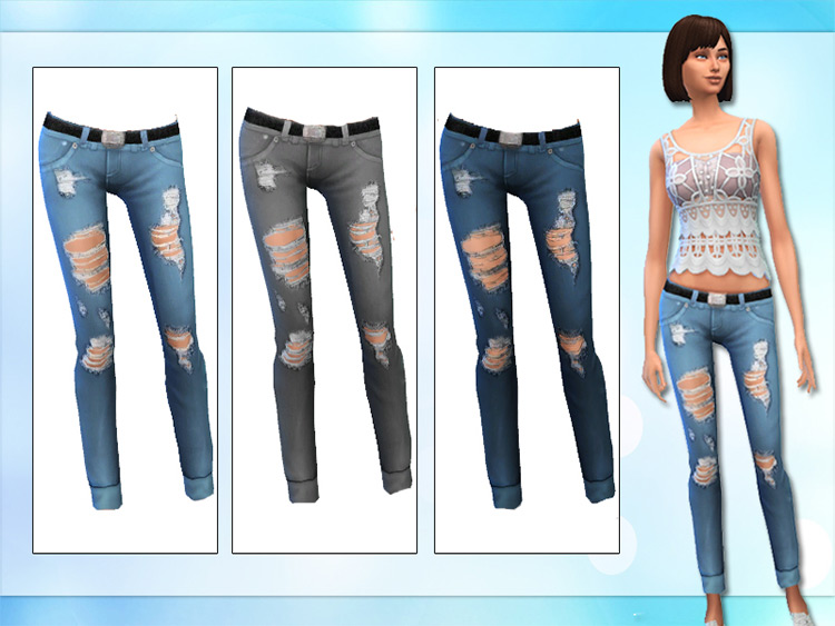 Ripped Jeans Maxis Match by Lollaleeloo / Sims 4 CC