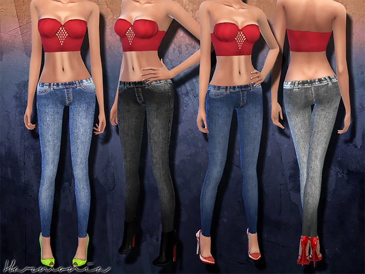 Low-Rise Rhythm Jeans Leggings by Harmonia / TS4 CC