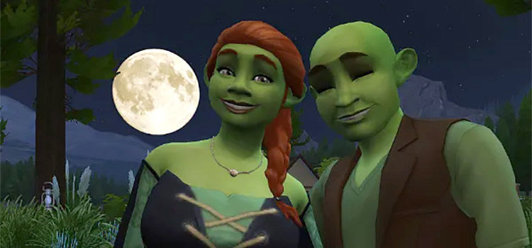 Shrek and Fiona in The Sims 4