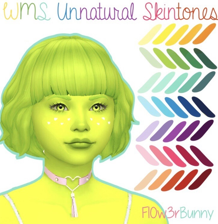 WMS Unnatural Skintones (Green) / Sims 4 CC