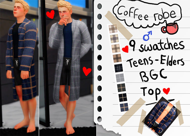 Custom Bathrobe CC for The Sims 4  Male   Female    - 1