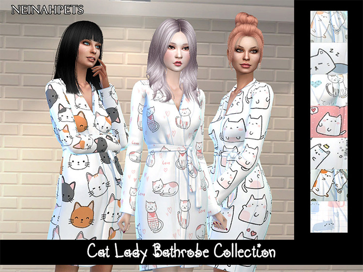 Cat Lady Bathrobe Collection / Sims 4 CC