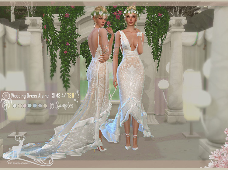 Bohemian Wedding Dress Alsine by DanSimsFantasy / Sims 4 CC