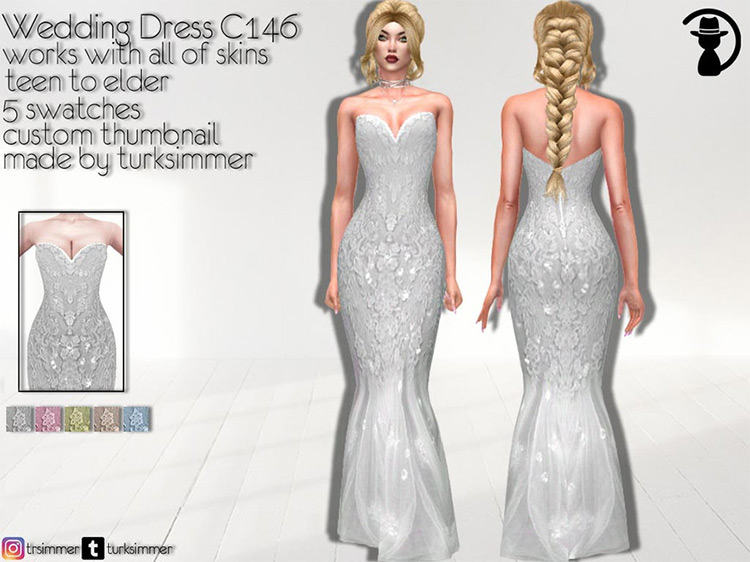 Wedding Dress C146 by turksimmer / Sims 4 CC