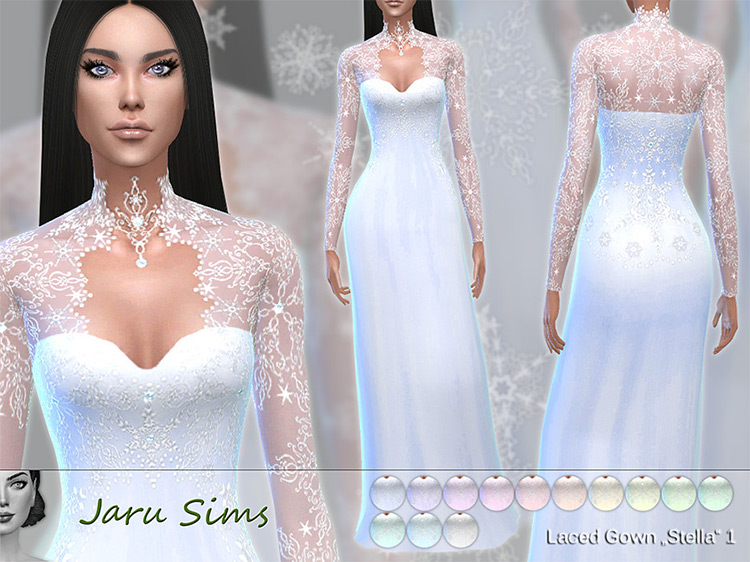 Update Laced Gown Stella 1 by Jaru Sims / Sims 4 CC