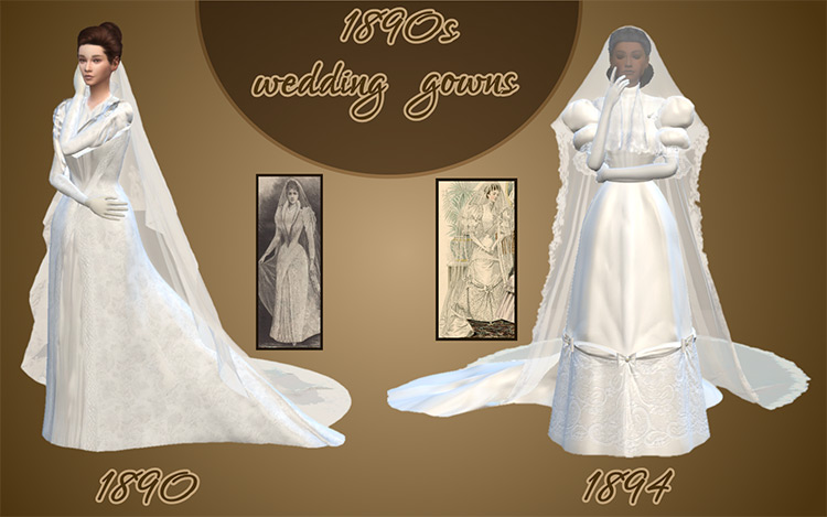 1890s Wedding Gowns by Vintage Simstress / TS4 CC