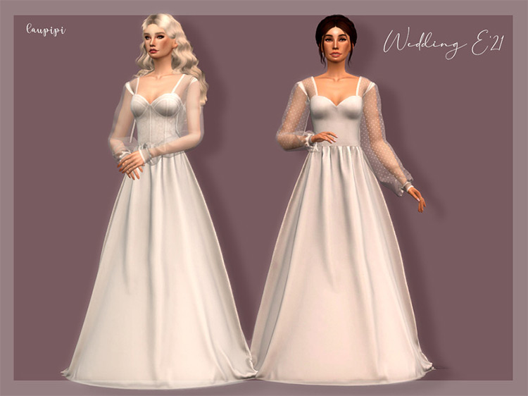 Wedding Dress DR-392 by laupipi / Sims 4 CC