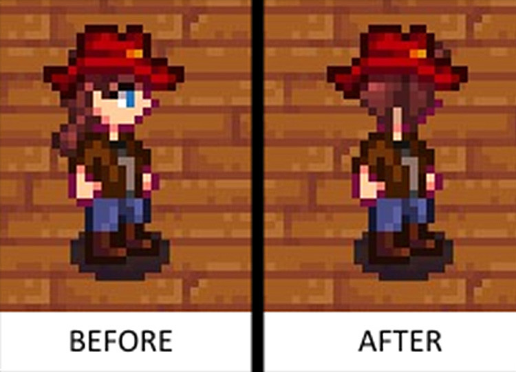 Hats Won't Mess Up Hair Stardew Valley mod.