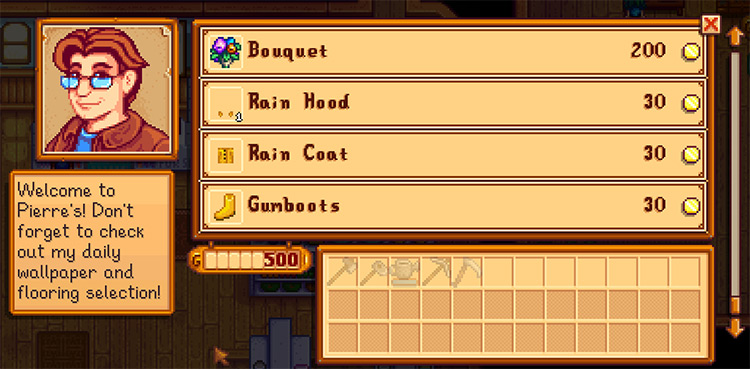 Rainy Day Clothing Stardew Valley mod screenshot