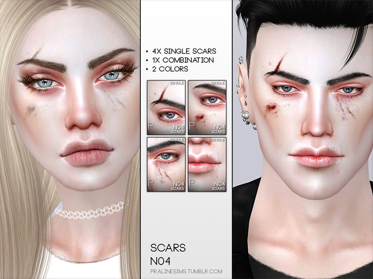 Face Scars N04 for Sims 4